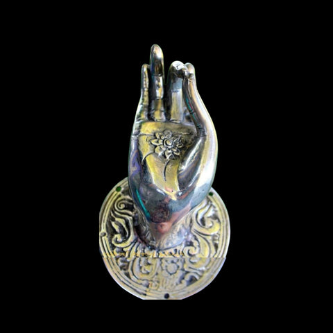 Bronze Buddha Hand Mudra Door Pull Bronze Door Handle Knob Wall Hook Cast Silver Balinese Art