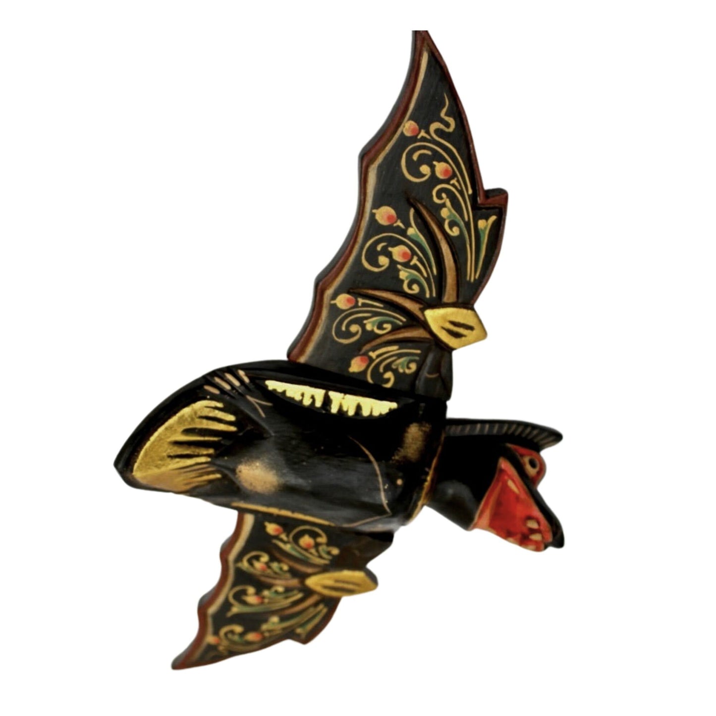 flying Black Bat Mobile Balinese Spirit Chaser hand carved wood Bali Art - Acadia World Traders