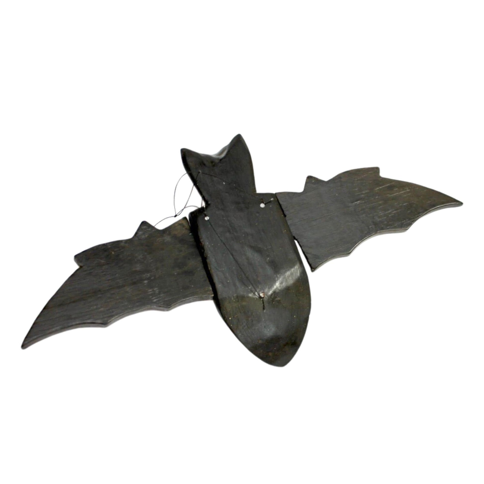 flying Black Bat Mobile Balinese Spirit Chaser hand carved wood Bali Art - Acadia World Traders
