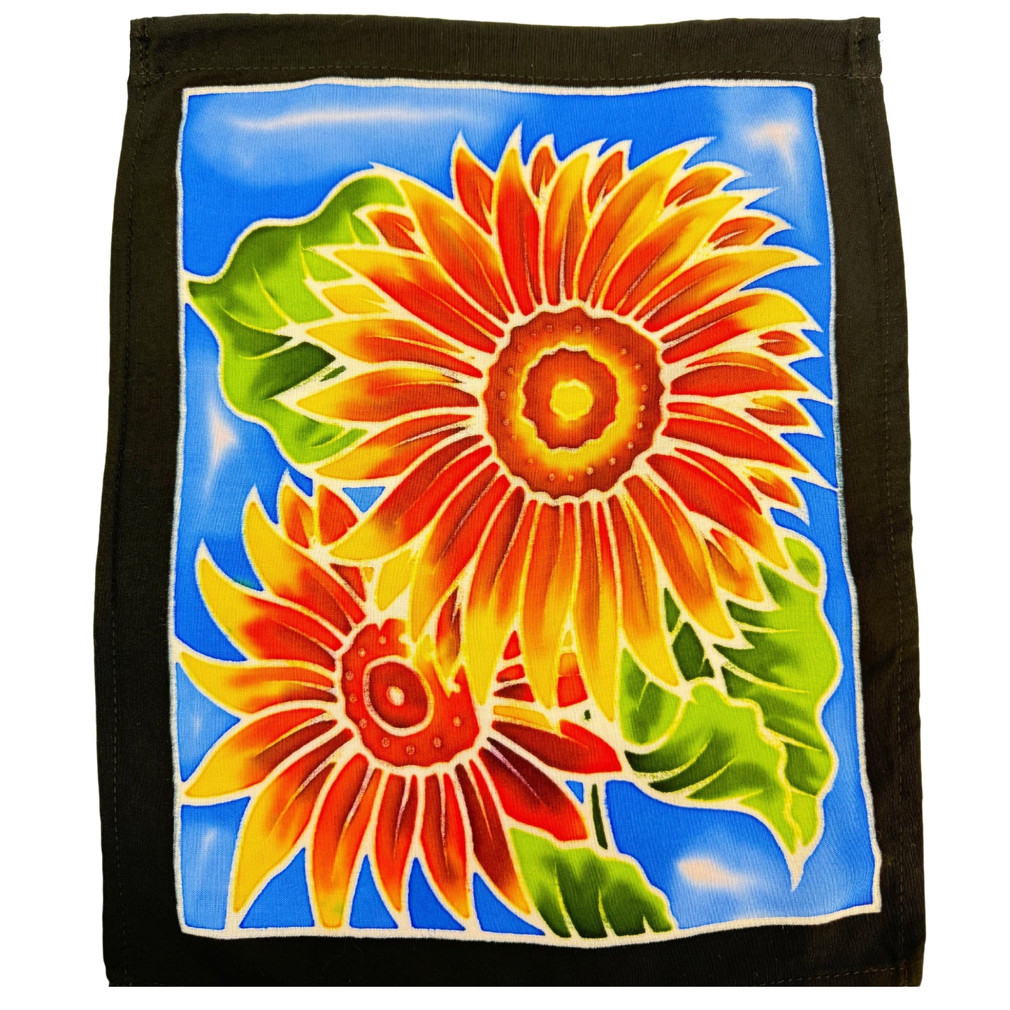 Prayer Flag Summer Sun Flowers and Lupine Wild Flowers Meadow Wall Hanging Banner Balinese Handmade Batik Boho Garden Art & Home  Decor