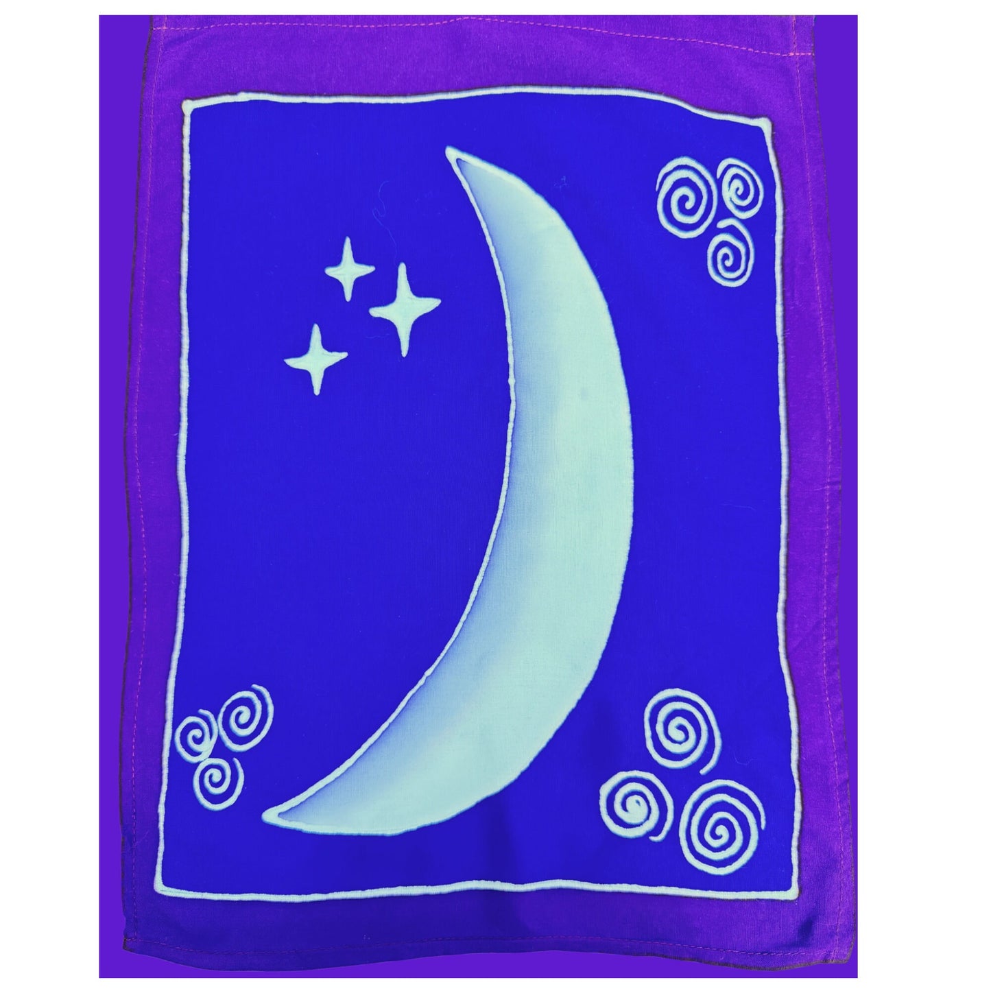Lunar Moon Phase Batik Prayer Flag: Divine Feminine Gaia Goddess Hanging Banner