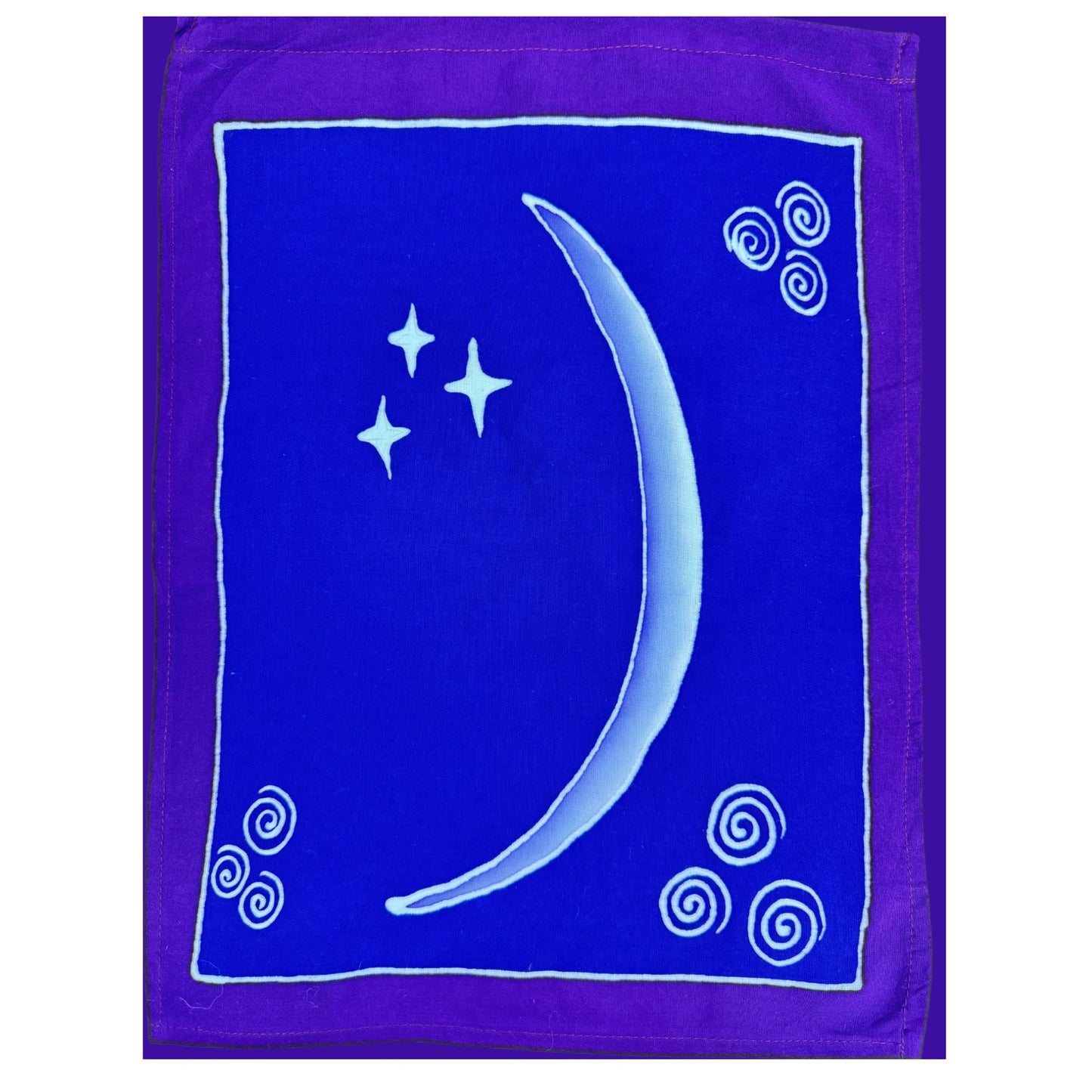 Lunar Moon Phase Batik Prayer Flag: Divine Feminine Gaia Goddess Hanging Banner