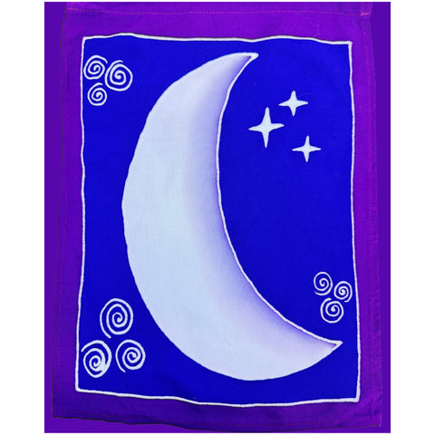 Prayer Flag Lunar Moon Phase Gaia Goddess Divine Feminine Wall Art Wiccan  Bali Handmade Batik Boho Garden & Home  Decor