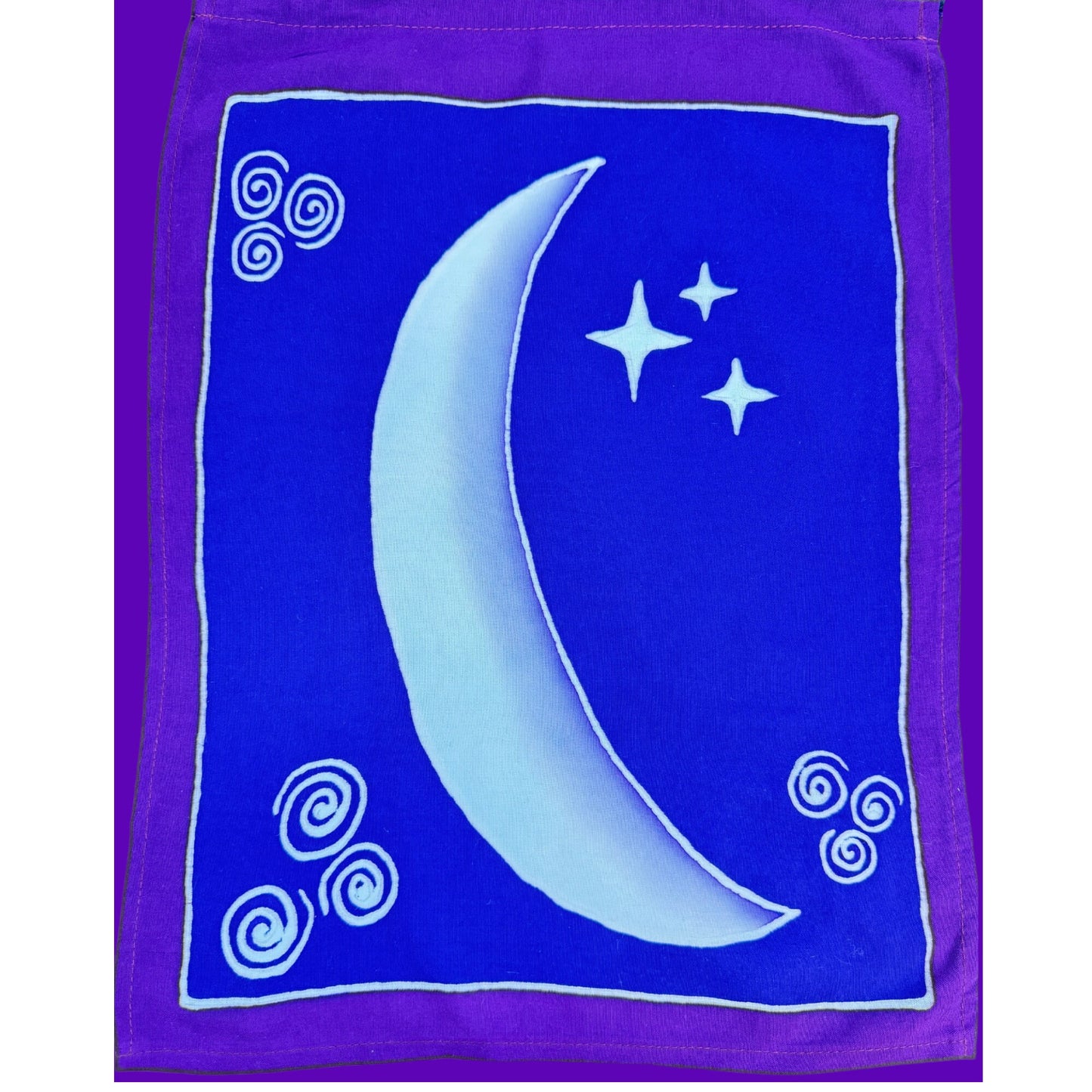 Lunar Moon Phase Batik Prayer Flag: Divine Feminine Gaia Goddess Hanging Banner