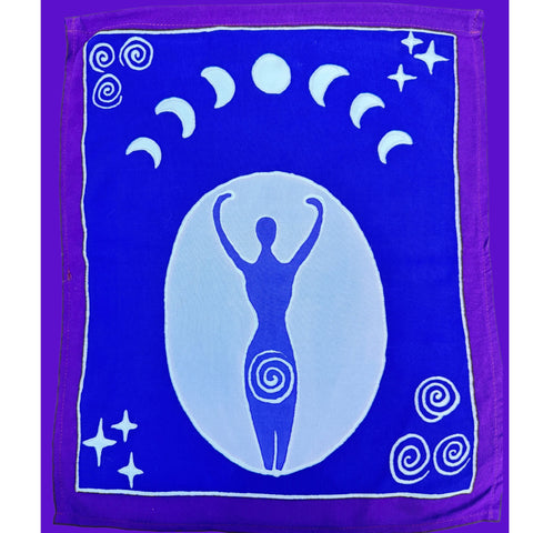 Prayer Flag Lunar Moon Phase Gaia Goddess Divine Feminine Wall Art Wiccan  Bali Handmade Batik Boho Garden & Home  Decor