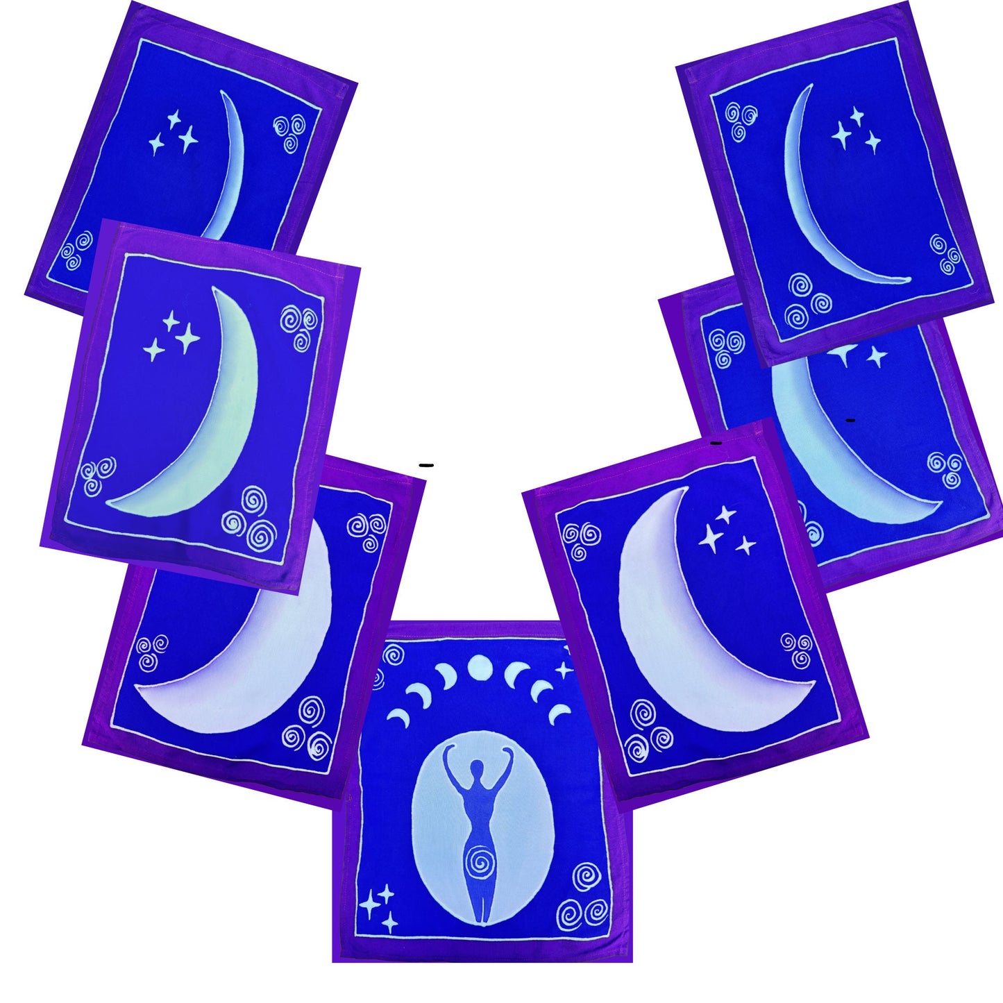Lunar Moon Phase Batik Prayer Flag: Divine Feminine Gaia Goddess Hanging Banner