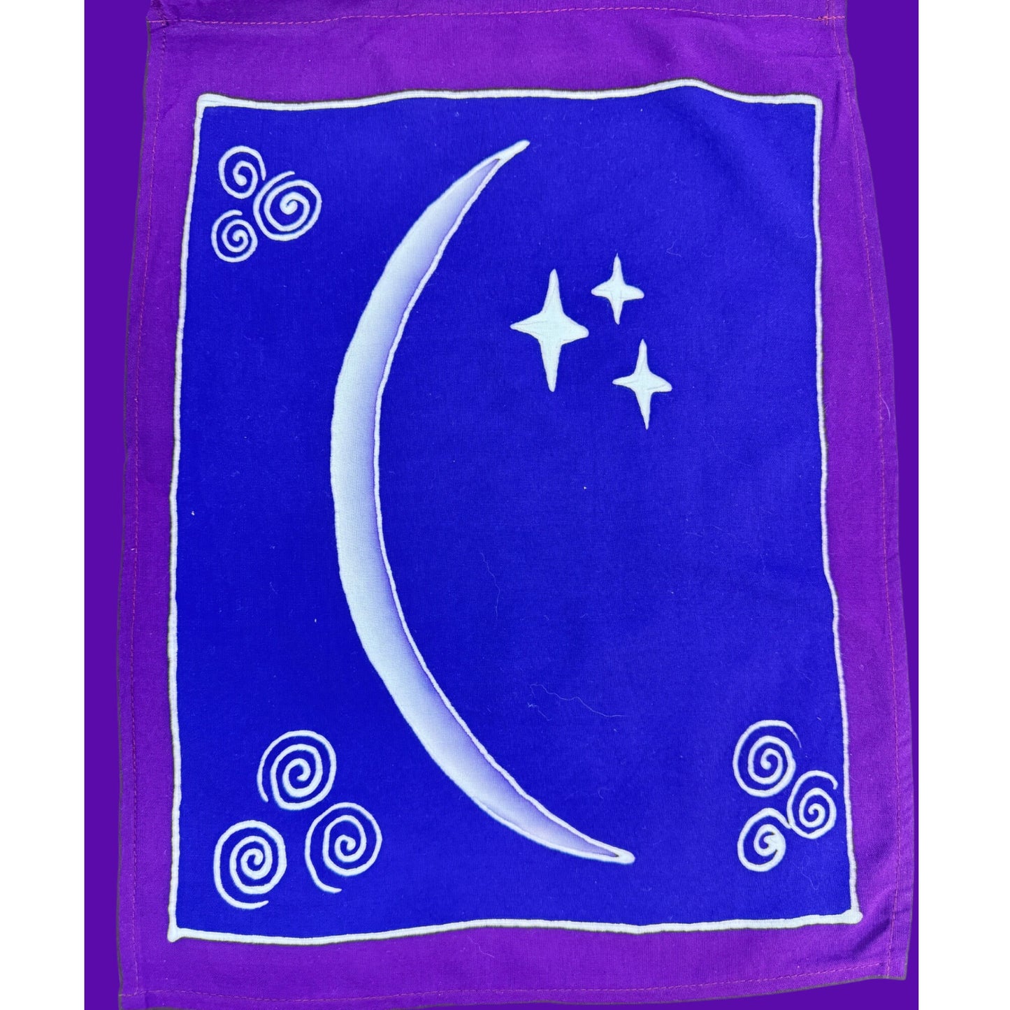 Lunar Moon Phase Batik Prayer Flag: Divine Feminine Gaia Goddess Hanging Banner