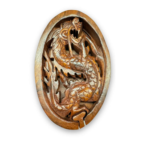 Dragon Secret puzzle Box Stash Box Trinket Jewelry Gift Box Hand carved wood Balinese Naga Bali Art Gift for dad