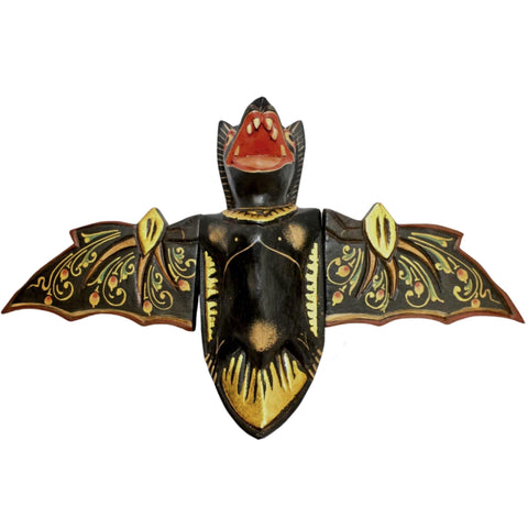 flying Black Bat Mobile Balinese Spirit Chaser hand carved wood Bali Art