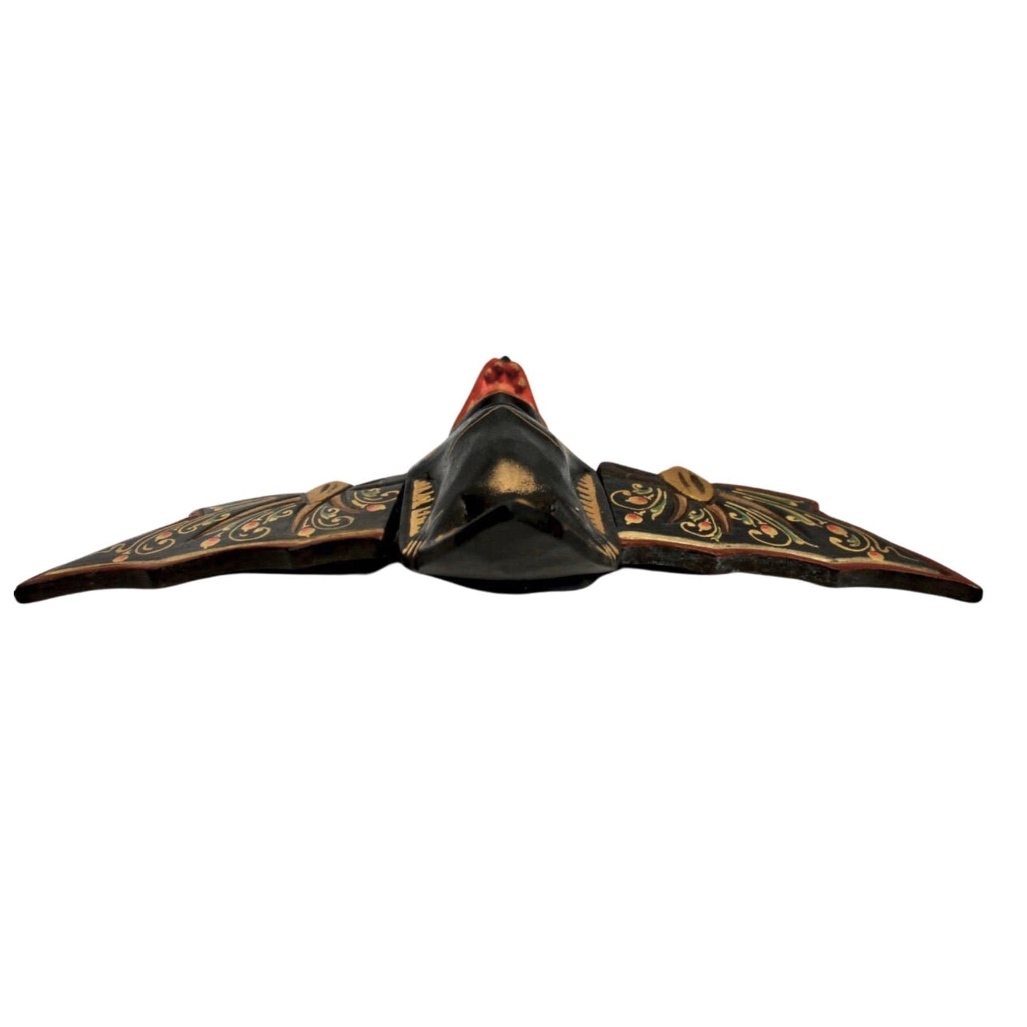 flying Black Bat Mobile Balinese Spirit Chaser hand carved wood Bali Art - Acadia World Traders