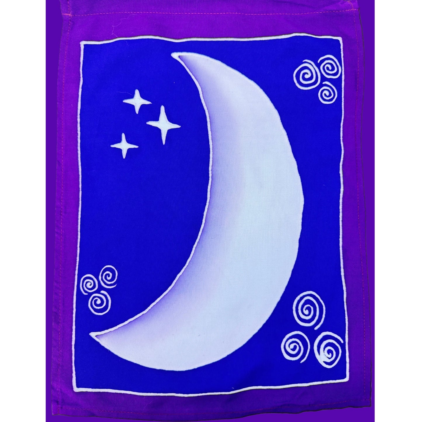 Lunar Moon Phase Batik Prayer Flag: Divine Feminine Gaia Goddess Hanging Banner