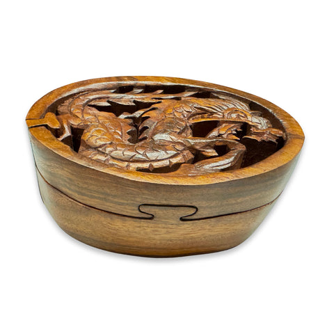 Dragon Secret puzzle Box Stash Box Trinket Jewelry Gift Box Hand carved wood Balinese Naga Bali Art Gift for dad