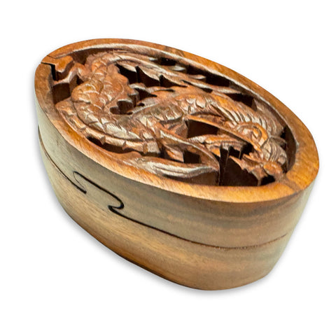 Dragon Secret puzzle Box Stash Box Trinket Jewelry Gift Box Hand carved wood Balinese Naga Bali Art Gift for dad