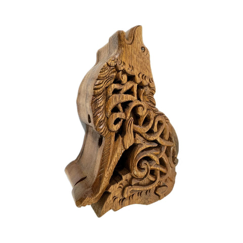 Celtic Wolf Secret Puzzle Box Stash Box Trinket Jewelry Gift Box Hand carved wood Bali Art Gift for dad