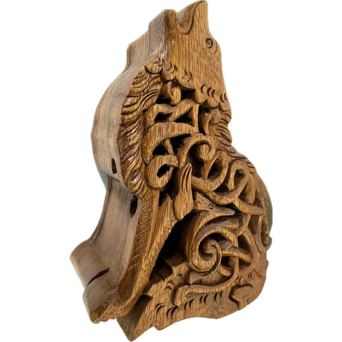 Celtic Wolf Secret Puzzle Box Stash Box Trinket Jewelry Gift Box Hand carved wood Bali Art Gift for dad