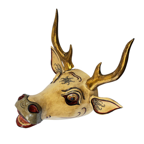 Balinese Deer Mask Ramayana Maricha Golden Deer Bali Folk Art Hand carved Wood Carving Wooden Mask