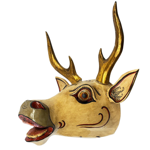 Balinese Deer Mask Ramayana Maricha Golden Deer Bali Folk Art Hand carved Wood Carving Wooden Mask