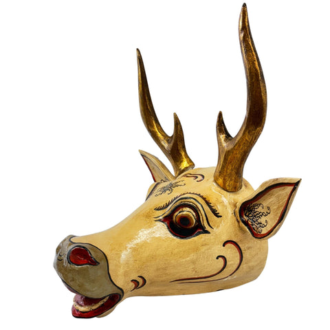 Balinese Deer Mask Ramayana Maricha Golden Deer Bali Folk Art Hand carved Wood Carving Wooden Mask