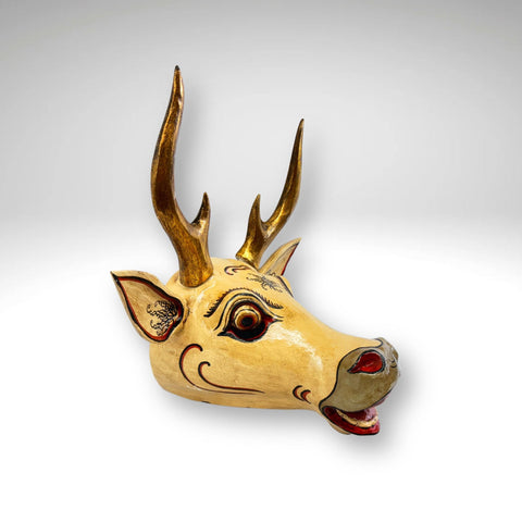 Balinese Deer Mask Ramayana Maricha Golden Deer Bali Folk Art Hand carved Wood Carving Wooden Mask