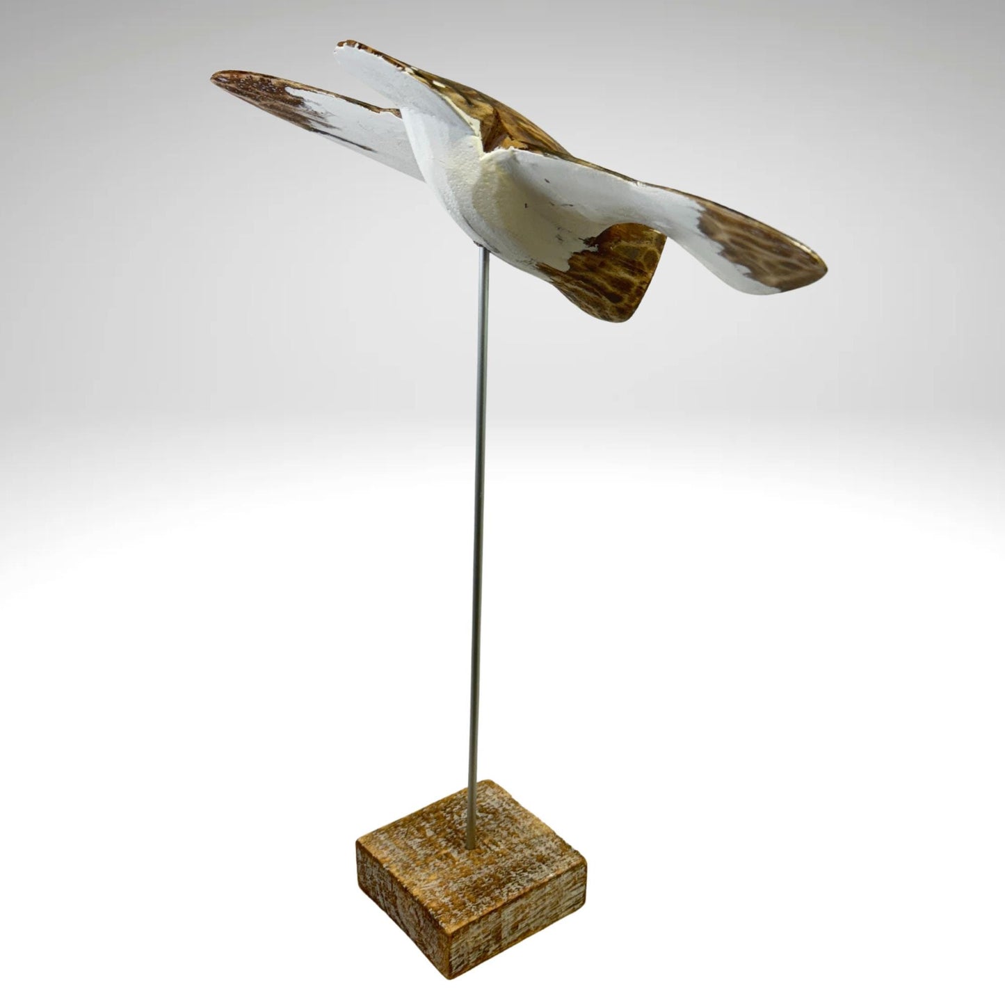 Swooping Barn Owl Bird Sculpture Hand carved Painted Bird Wood Statue wildlife bird carving Hand Carved, Hand Painted Wooden Bird Sculpture