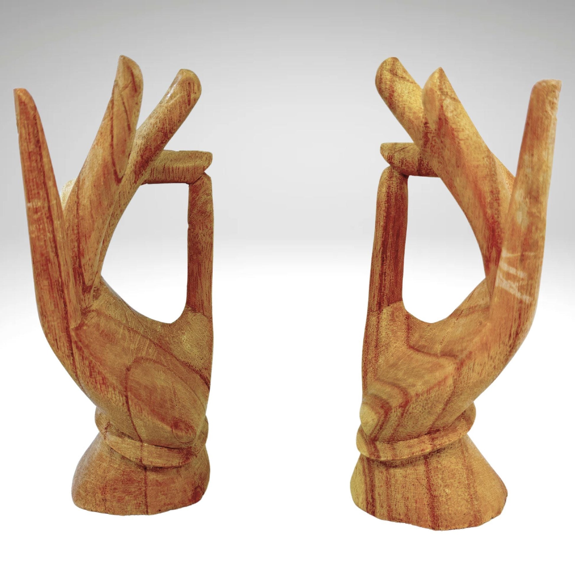 Balinese Buddha Mudra Namaste Blessing Hands Statue Wood Carving Sculpture  Jewelry Display hand carved Bali art carved wooden hands - Acadia World Traders