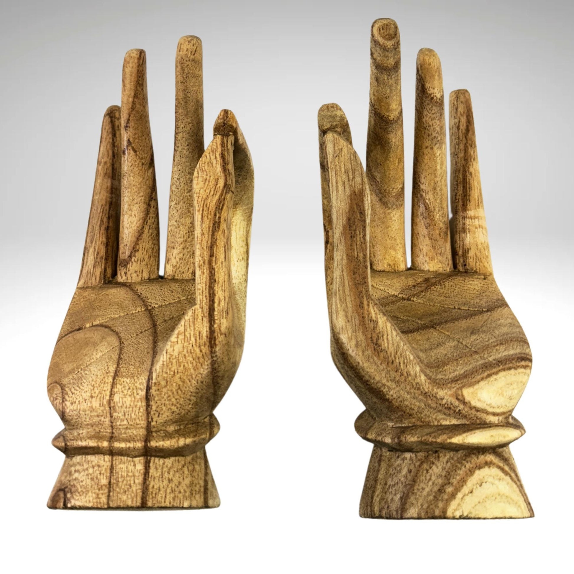 Balinese Buddha Mudra Namaste Blessing Hands Statue Wood Carving Sculpture  Jewelry Display hand carved Bali art carved wooden hands - Acadia World Traders