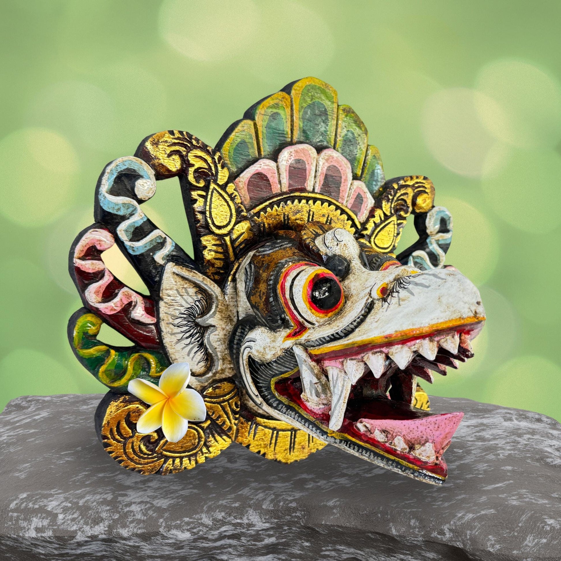 Balinese Garuda Mythical Hindu Eagle Mask Protector Hand Wall Decor Carved Wood Carving Bali Folk  Art Indonesian - Acadia World Traders