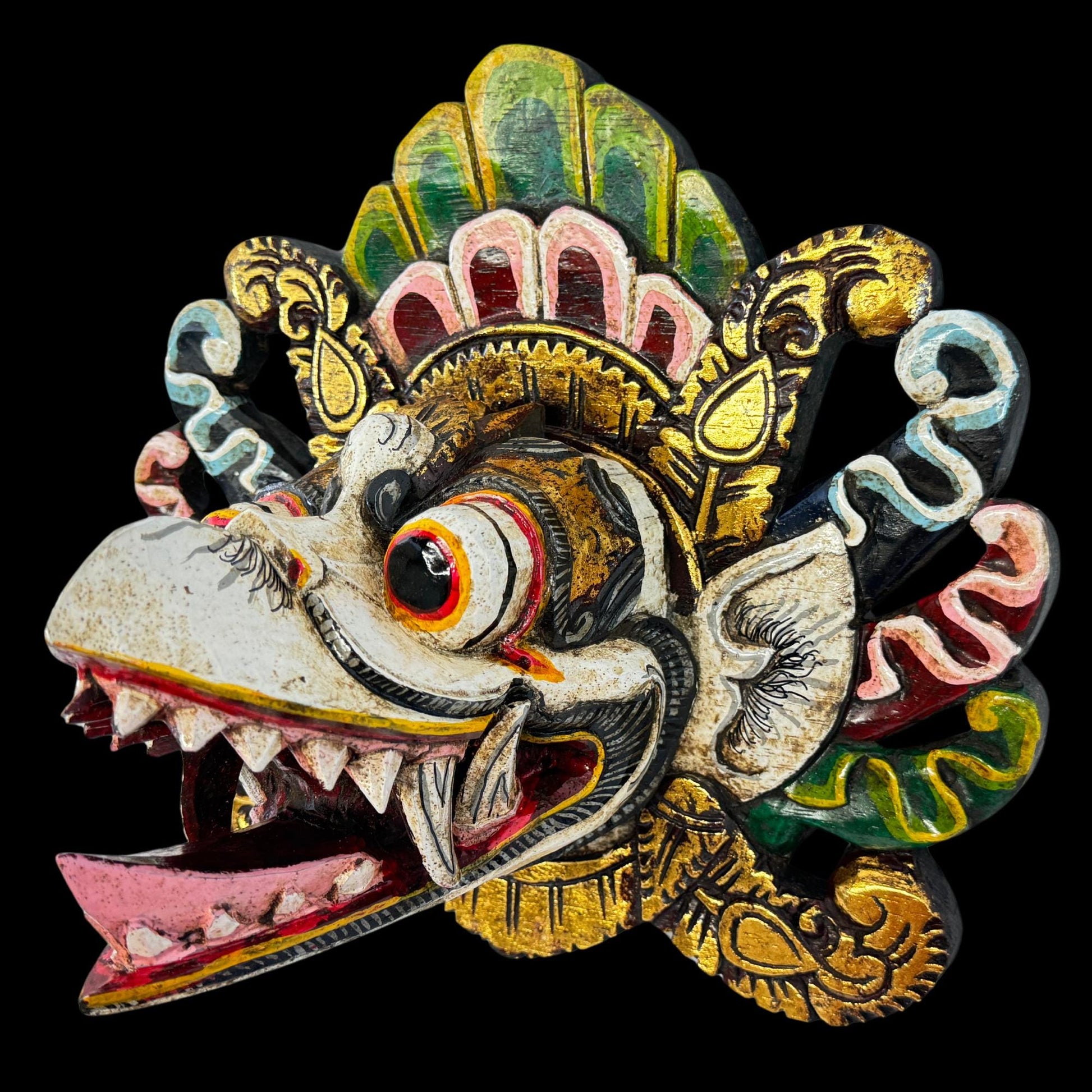 Balinese Garuda Mythical Hindu Eagle Mask Protector Hand Wall Decor Carved Wood Carving Bali Folk  Art Indonesian - Acadia World Traders