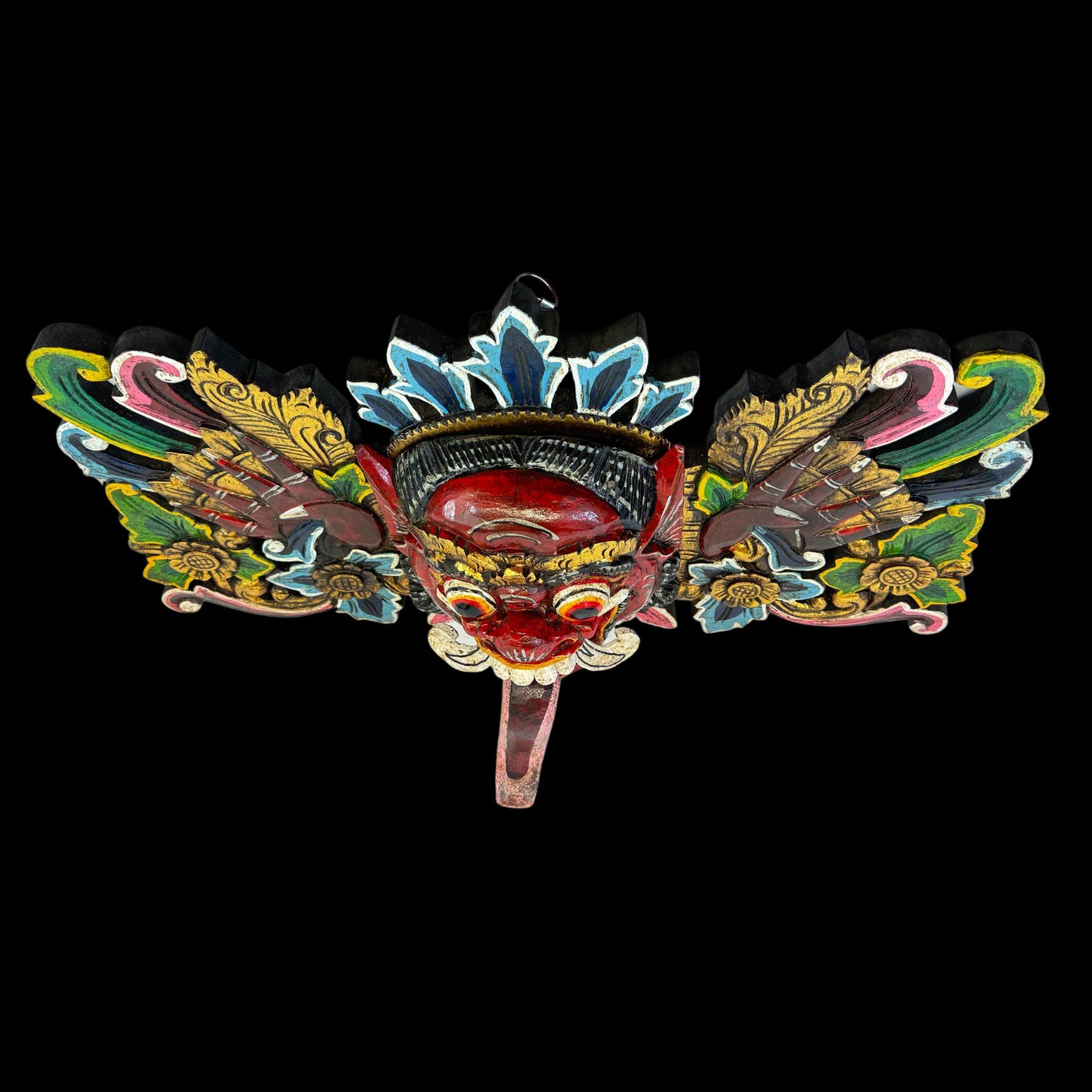 Balinese Mask Rakshasa Barong Demon Malevolent Supernatural Being Hand Carved wood Carving Bali Folk Art Wall Decor