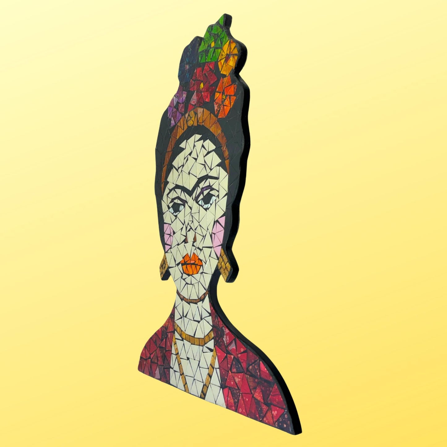 Frida Kahlo Feminist Icon Mosaic Wall Art Plaque Panel Hand Painted Glass Bali Handicraft Boho Decor - Acadia World Traders