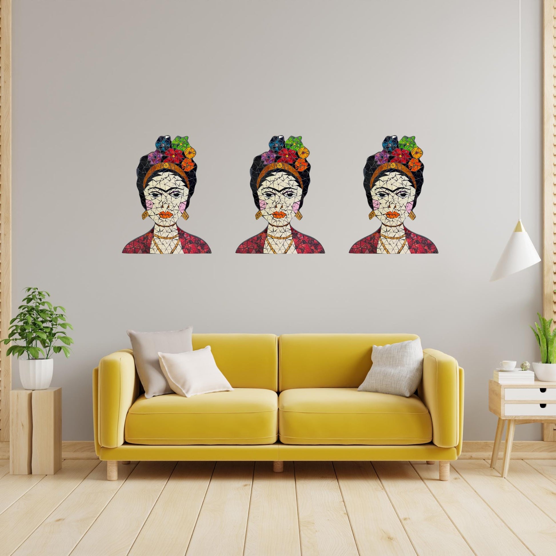 Frida Kahlo Feminist Icon Mosaic Wall Art Plaque Panel Hand Painted Glass Bali Handicraft Boho Decor - Acadia World Traders