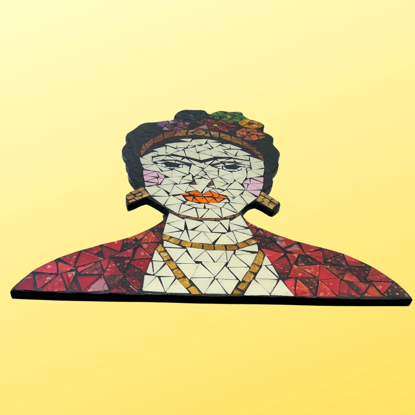 Frida Kahlo Feminist Icon Mosaic Wall Art Plaque Panel Hand Painted Glass Bali Handicraft Boho Decor - Acadia World Traders