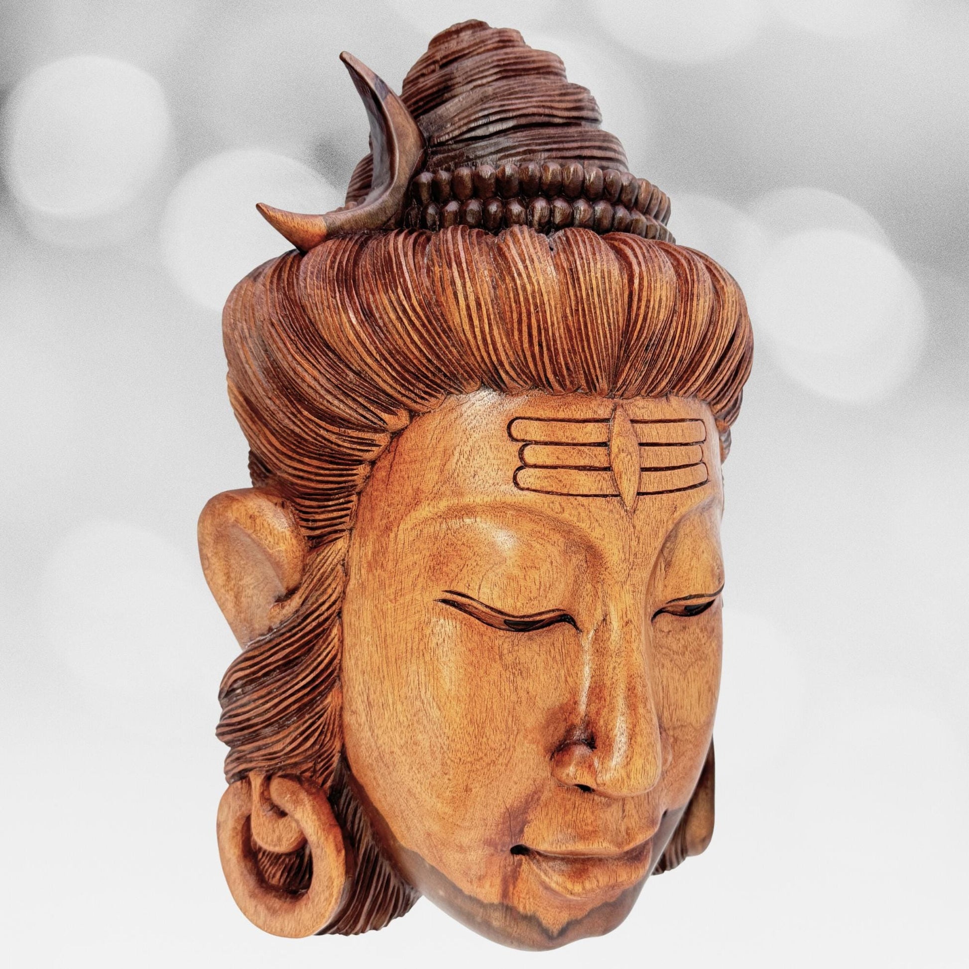 Lord Shiva Mask Wall Art Hand Carved Wood Carving Sculpture Balinese Iconography Lord of The Universe Hindu God Bali art - Acadia World Traders