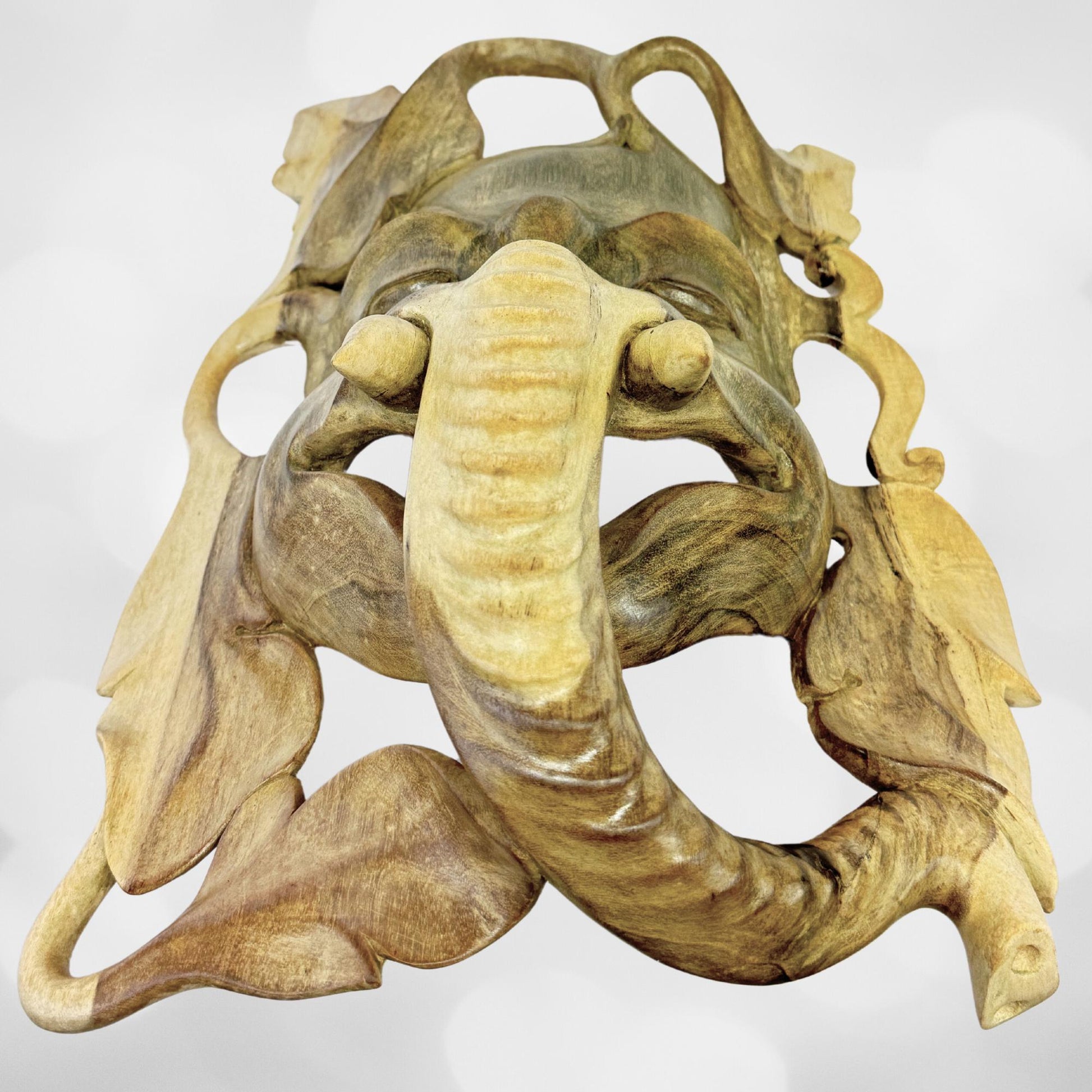 Balinese Nature Ganesha Elephant Abstract Mask Remover of Obstacles Hand Carved wood Hindu art Bali folk art wall decor - Acadia World Traders