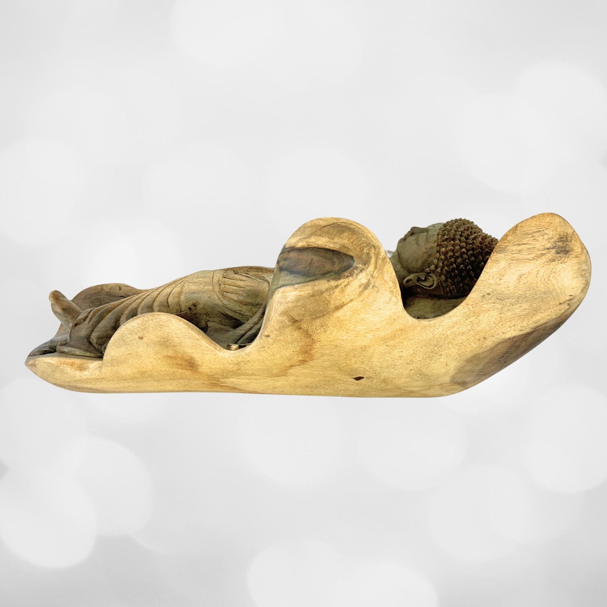 Tranquility Peaceful Buddha Sculpture Resting Nirvana Buddha Hand Wood Sculpture Balinese Bali Buddhist Art Wood Carving - Acadia World Traders