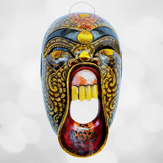 Balinese Screaming Demon Mask, Carved Wood Bali Folk art Wall, Decor Wood Carving - Acadia World Traders