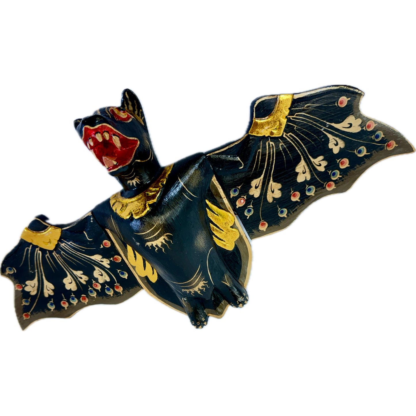 Flying Black Bat Mobile Balinese Spirit Chaser Demon chaser hand carved wood Bali Art 20 inch