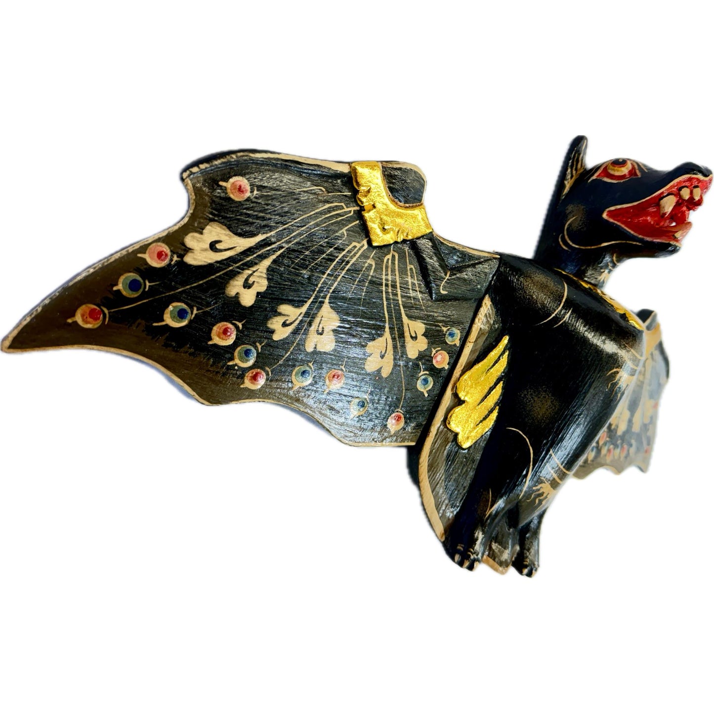 Flying Black Bat Mobile Balinese Spirit Chaser Demon chaser hand carved wood Bali Art 20 inch