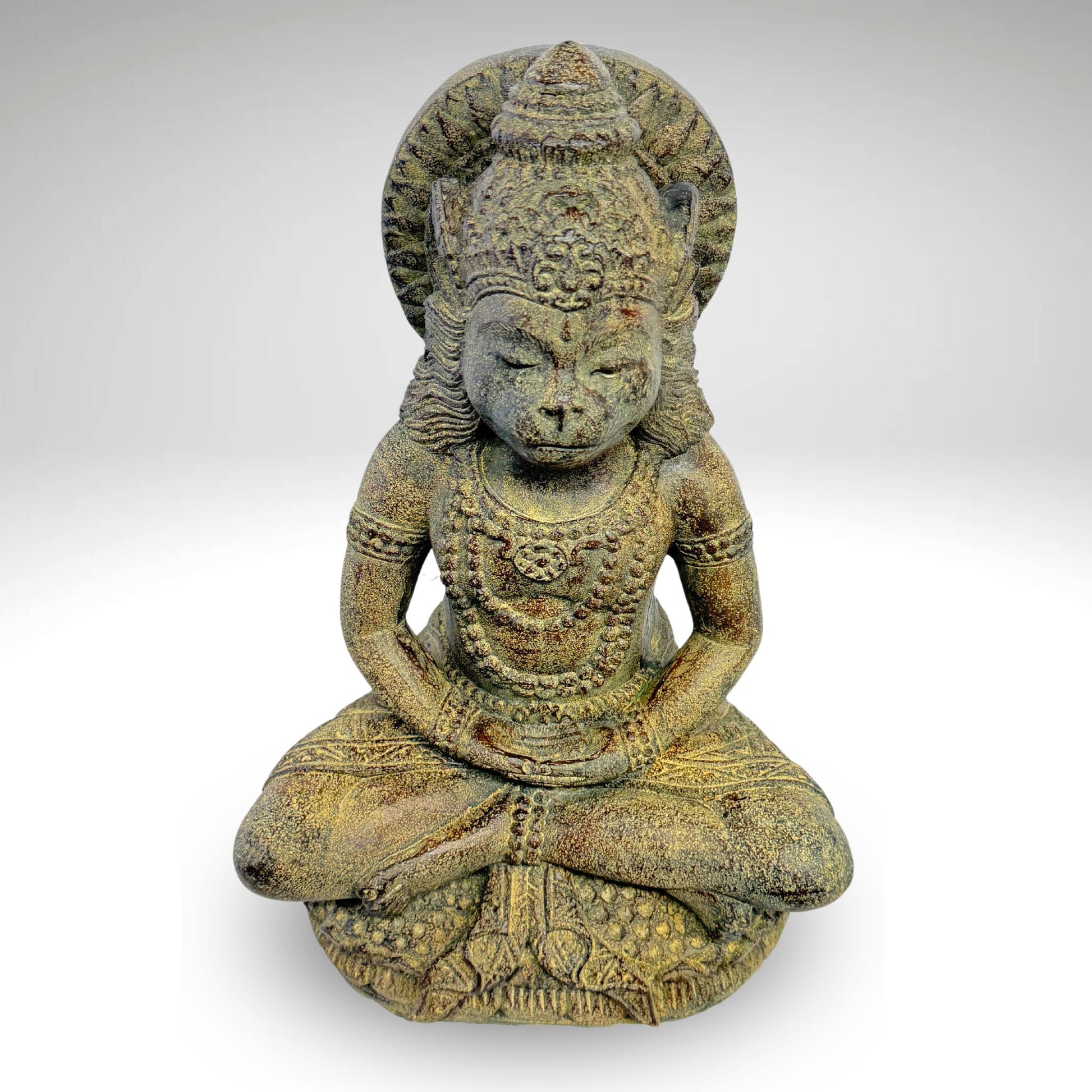 Lord Hanuman Garden Statue Handmade Cast Lava Stone Monkey General Sculpture Balinese Ramayana Art Eclectic Decor - Acadia World Traders