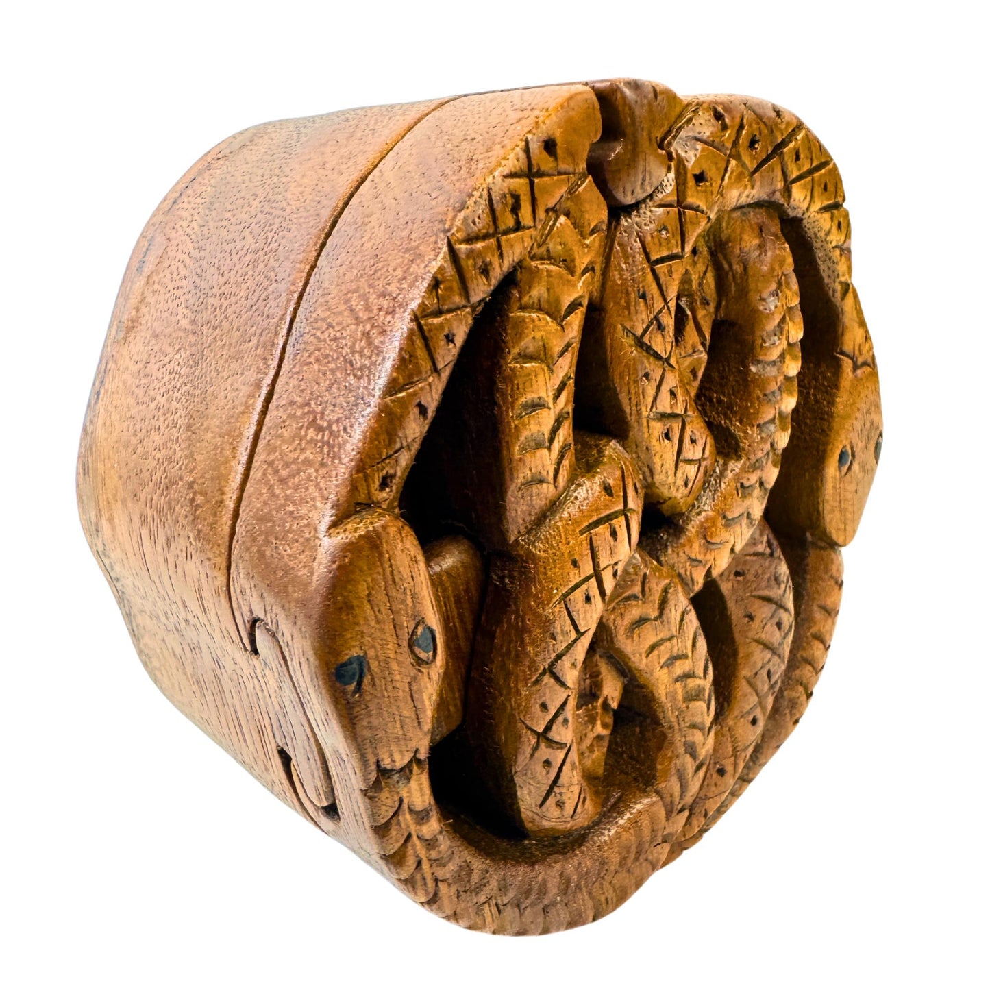 Celtic Knot Snake Puzzle Box: Hand Carved Wood Secret Stash Box