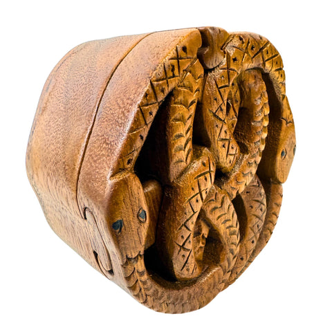 Celtic Knot Snake  Secret Puzzle Box Stash Box Trinket Jewelry Gift Box Hand carved wood Bali Art Gift for dad