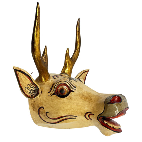 Balinese Deer Mask Ramayana Maricha Golden Deer Bali Folk Art Hand carved Wood Carving Wooden Mask