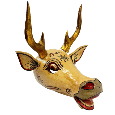 Balinese Deer Mask Ramayana Maricha Golden Deer Bali Folk Art Hand carved Wood Carving Wooden Mask