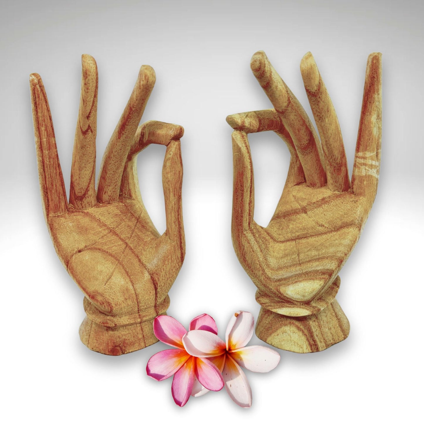 Balinese Buddha Mudra Namaste Blessing Hands Statue Wood Carving Sculpture  Jewelry Display hand carved Bali art carved wooden hands - Acadia World Traders