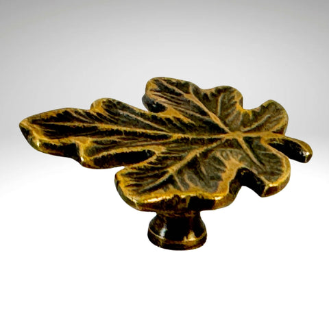 Maple Leaf Knob handle Drawer Pull handmade solid brass Rustic Home decor