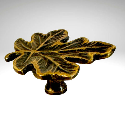 Maple Leaf Knob handle Drawer Pull handmade solid brass Rustic Home decor