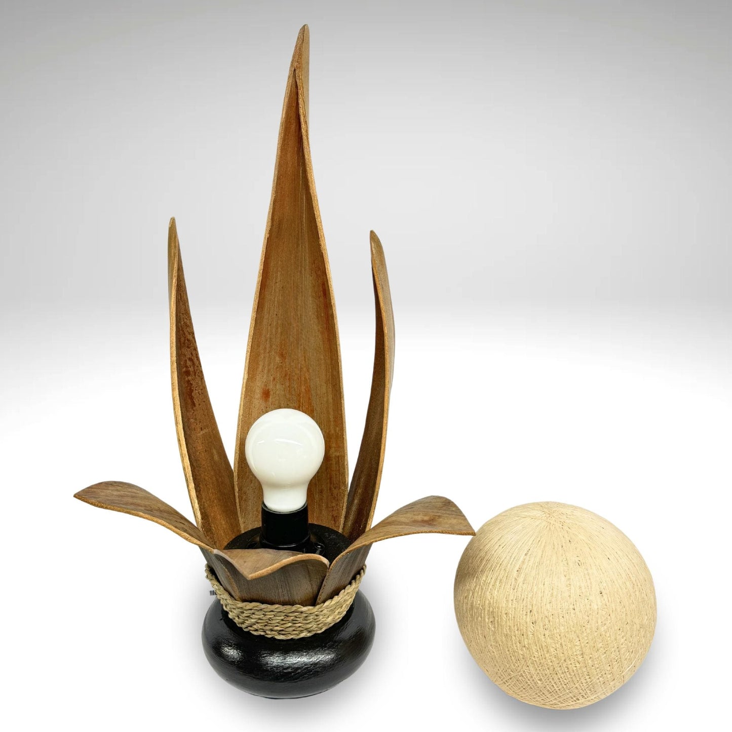 Handmade Palm Frond Lotus Lamp: Boho Accent Lighting