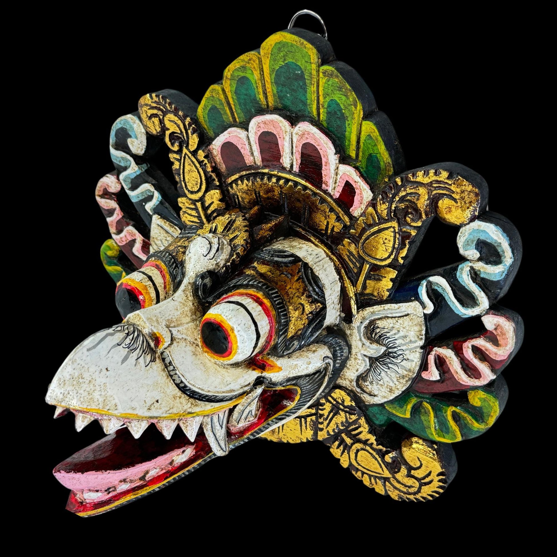Balinese Garuda Mythical Hindu Eagle Mask Protector Hand Wall Decor Carved Wood Carving Bali Folk  Art Indonesian - Acadia World Traders