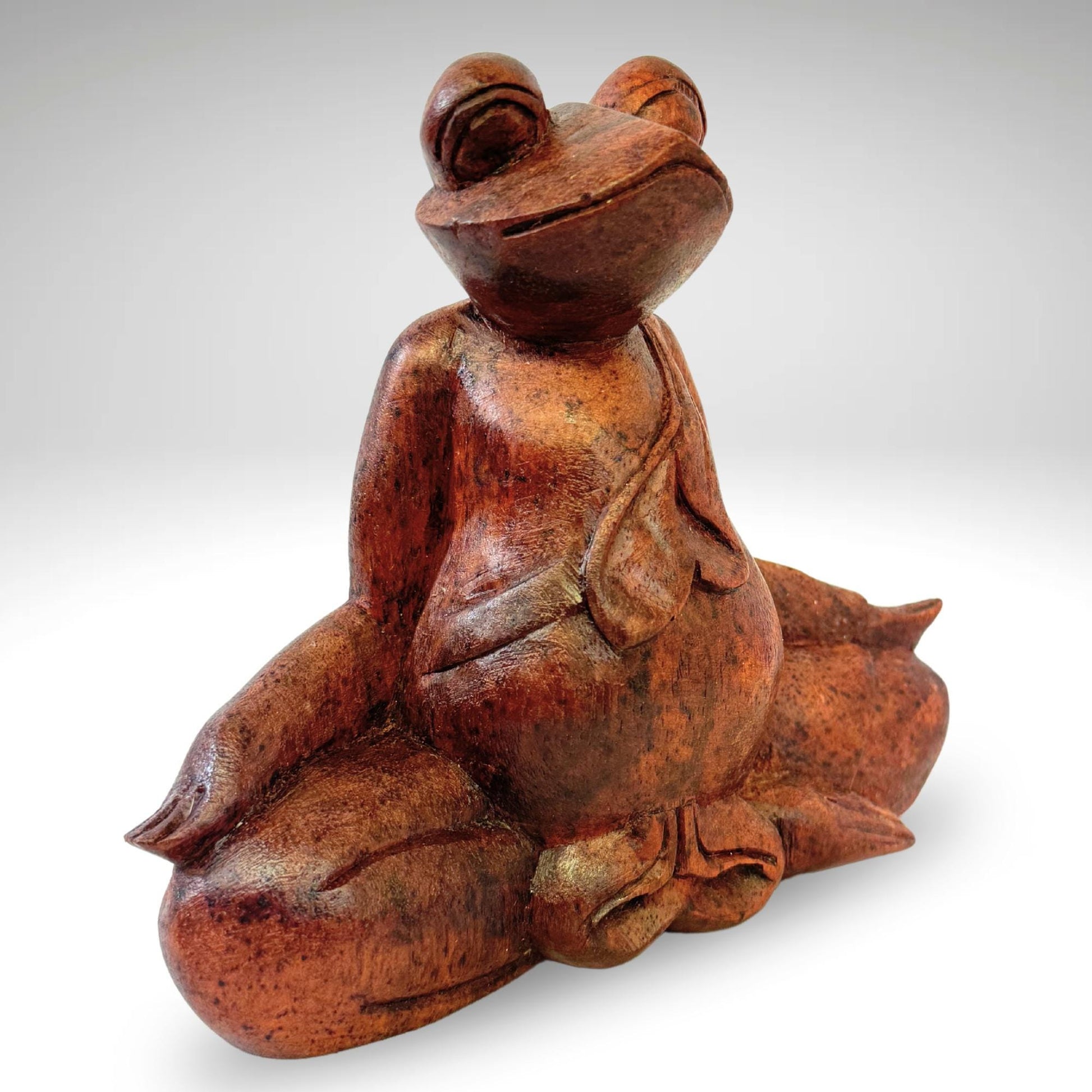 Meditation Buddha Frog Statue Lotus Pose Padmasana Yoga Posture Sculpture  Wood Carving Balinese Art - Acadia World Traders