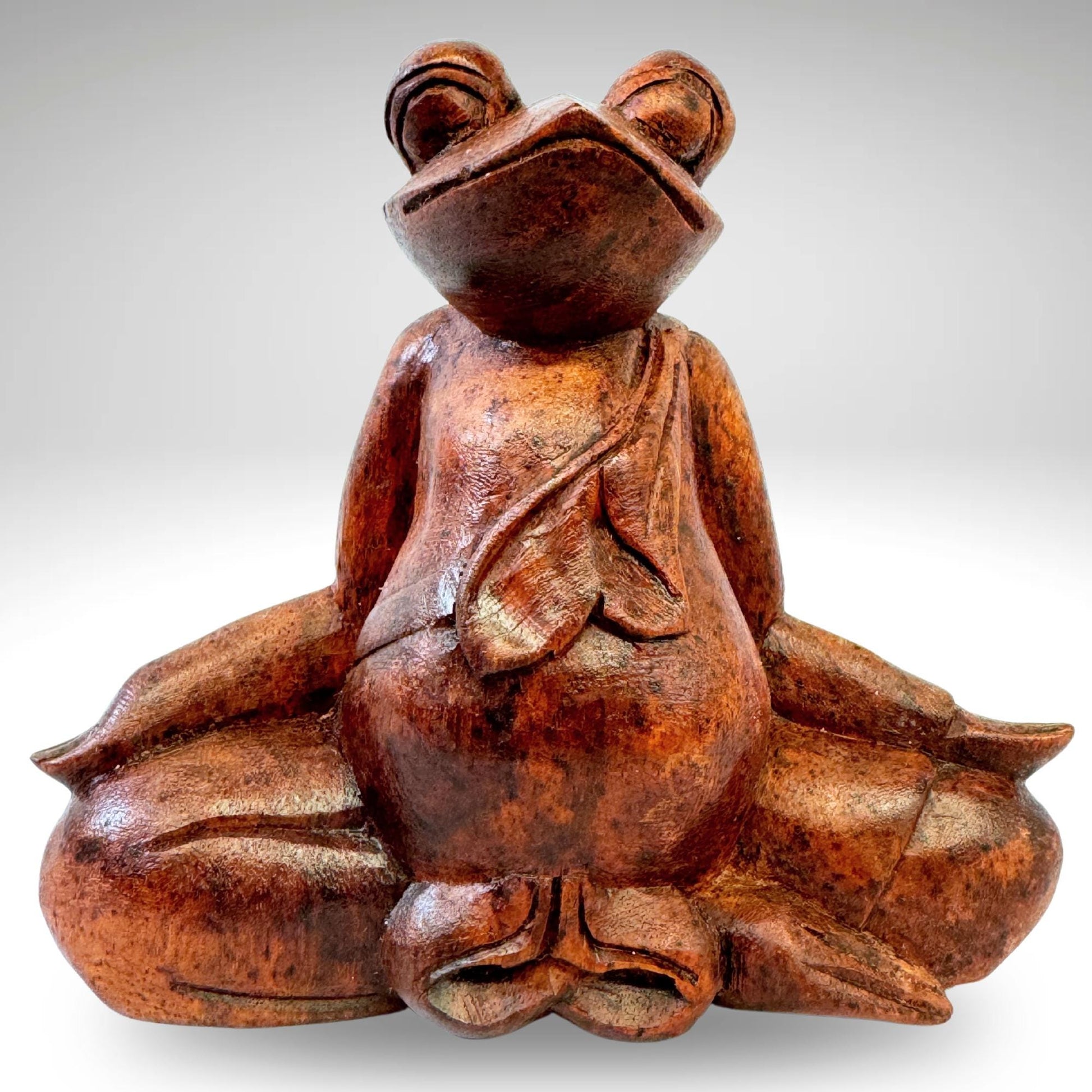 Meditation Buddha Frog Statue Lotus Pose Padmasana Yoga Posture Sculpture  Wood Carving Balinese Art - Acadia World Traders